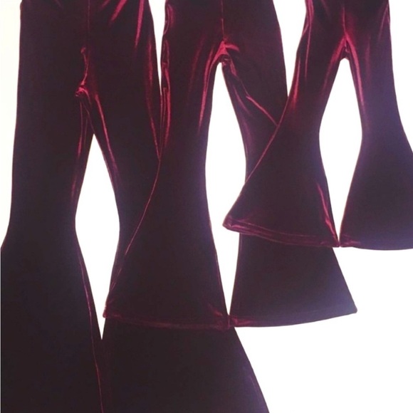 SHORT LENGTH Hip Hugger Velvet Bell Bottoms - Low Rise Boho Hippie Flares Pants - Picture 8 of 8